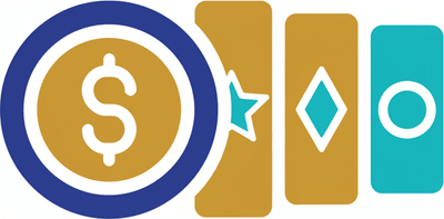 Логотип онлайн-казино игровых автоматов с бонусами за депозит, современный плоский дизайн.