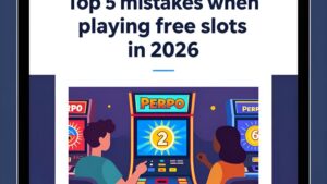 Современная иллюстрация к статье о главных ошибках при игре в бесплатные игровые автоматы